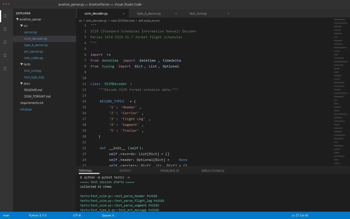 Aviation Standard File Parser