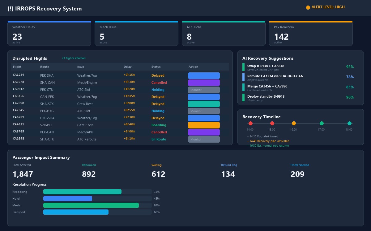Irregular Operations Recovery Dashboard